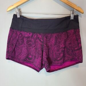Lululemon Run Times Shorts Womens 6 Antique Purple Paisley Running Active Lined